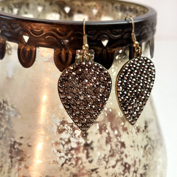 ANTHROPOLOGIE Bronze Glass Beaded Earrings - Picture 2 of 4